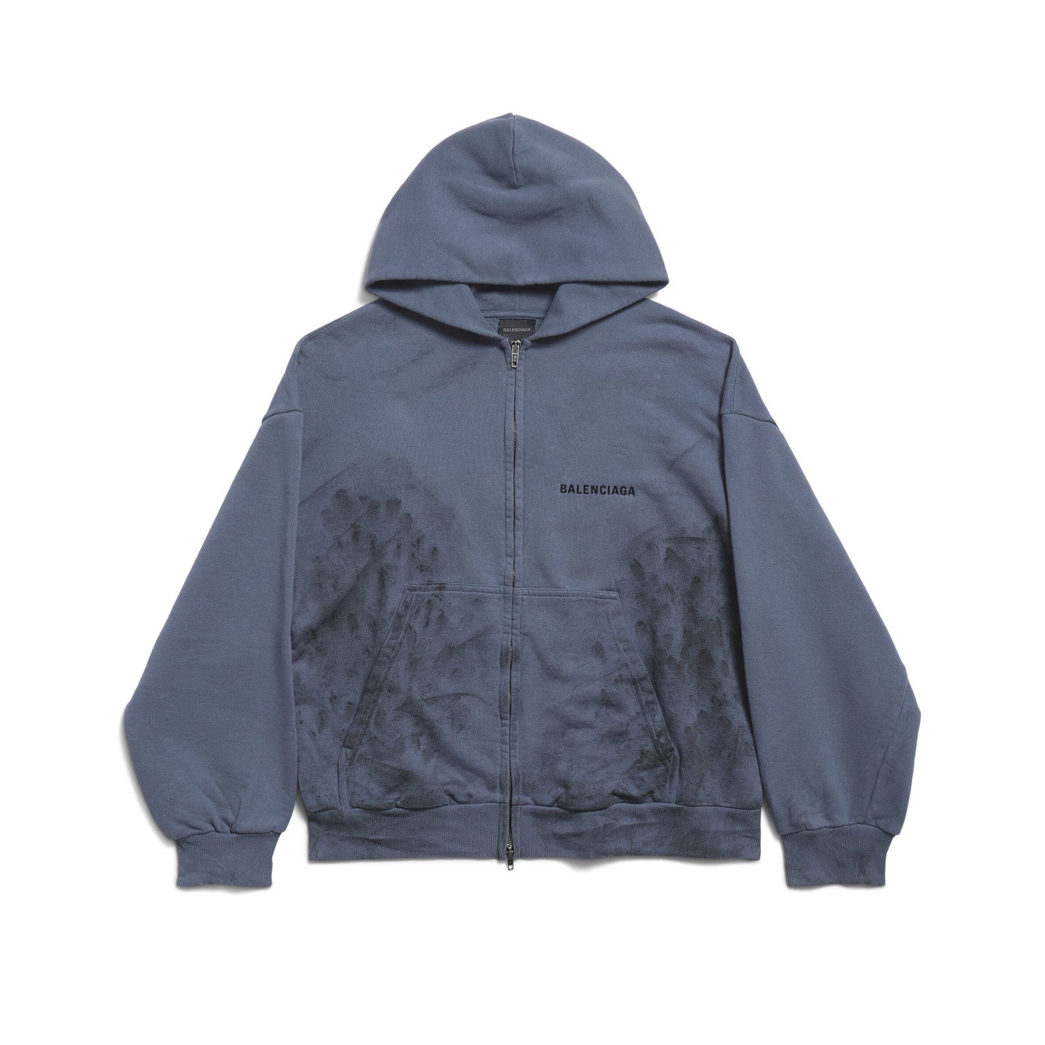 Balenciaga BACK HOODIE Men's Spring/Autumn Fashion Casual Solid Color Embroidered Zipper Gathered Cuffs Waist Hooded Cardigan Jacket Sweatshirt #78283