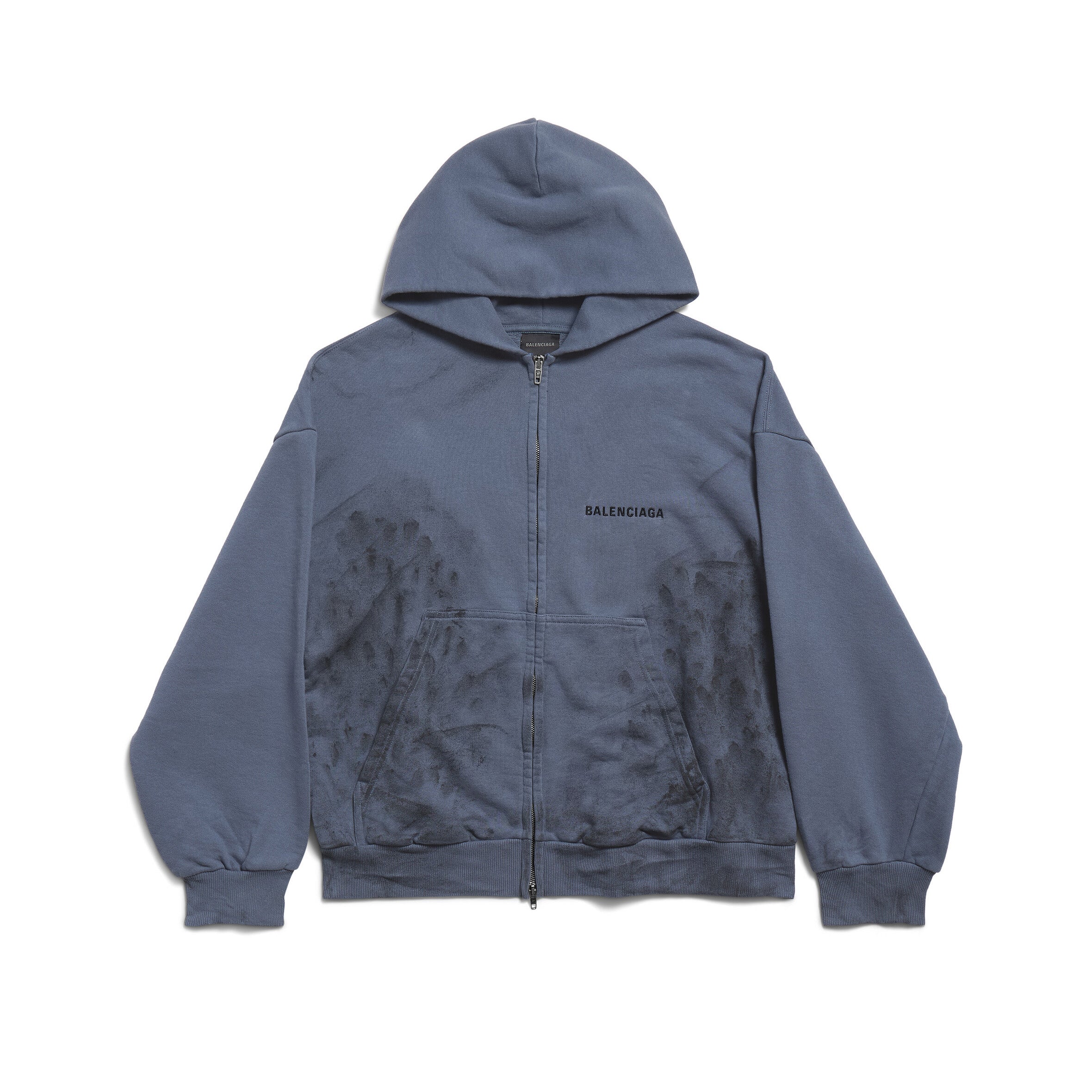 Balenciaga BACK HOODIE Men's Spring/Autumn Fashion Casual Solid Color Embroidered Zipper Gathered Cuffs Waist Hooded Cardigan Jacket Sweatshirt #78283