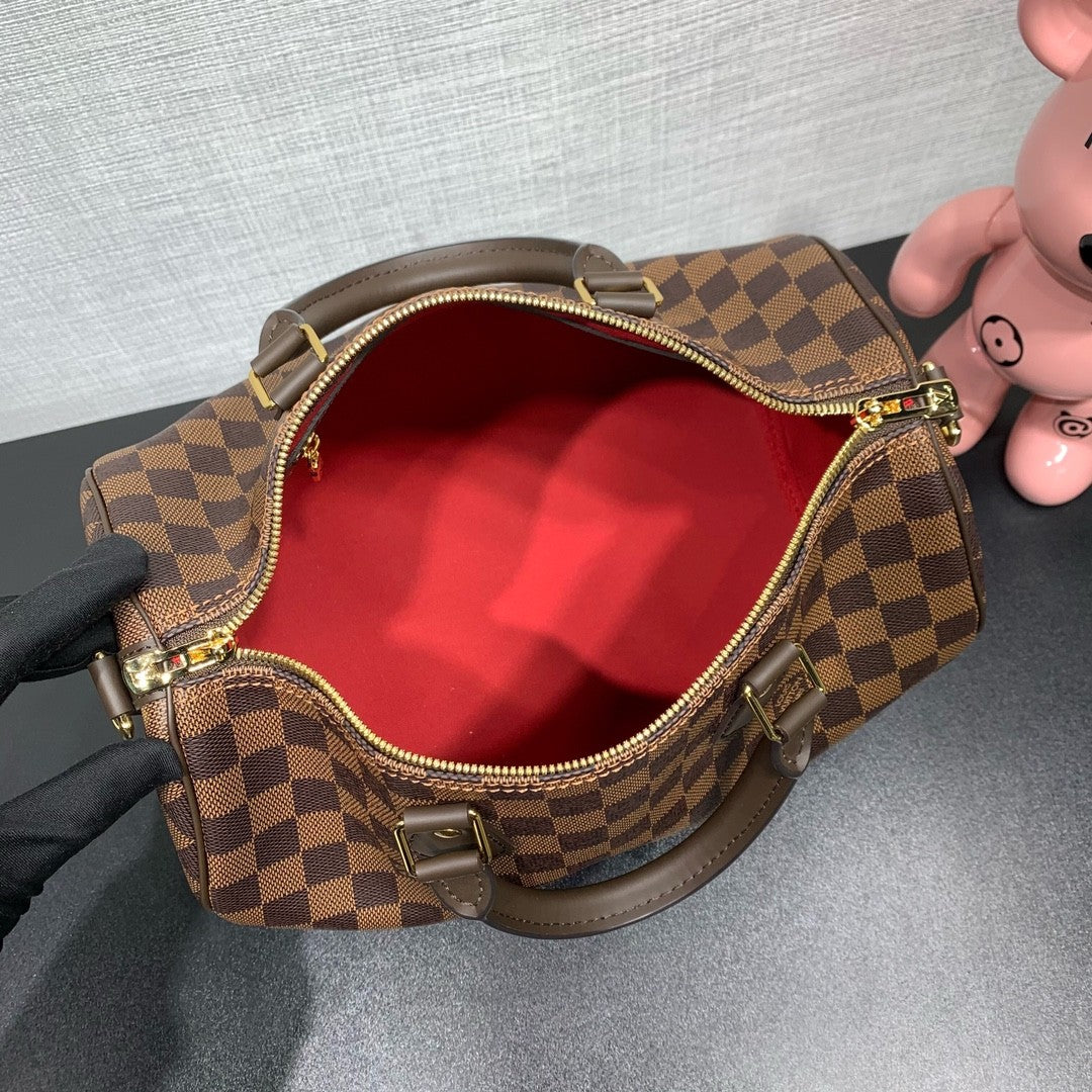 Louis Vuitton SPEEDY BANDOULIÈRE 30 Men's Women's Vintage Handbag Damier Ebene Canvas Checkerboard Fashion Luxury  Bag Bags N40590 #81157