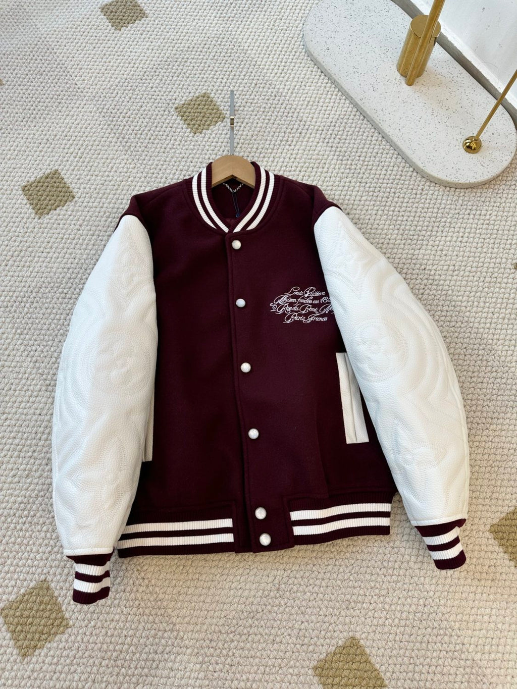 Louis Vuitton Men's Spring And Autumn Color Blocking Logo Letters Embroidered Single Breasted Long Sleeved Baseball Jacket #74677