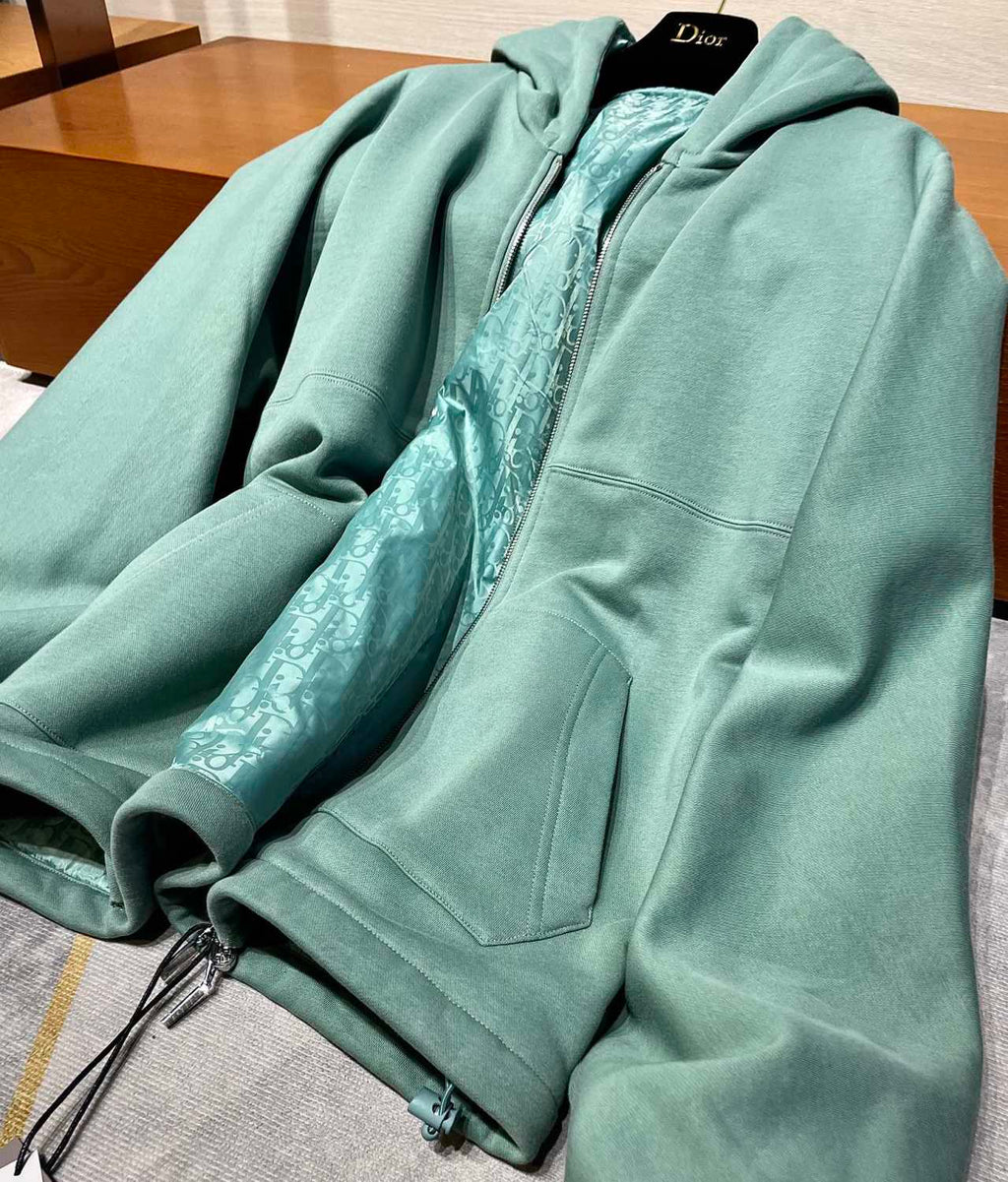 DIOR Men's Spring Autumn Solid Colour Letter Printed Reversible Wearable Zip Hooded Long Sleeve Jacket #76629