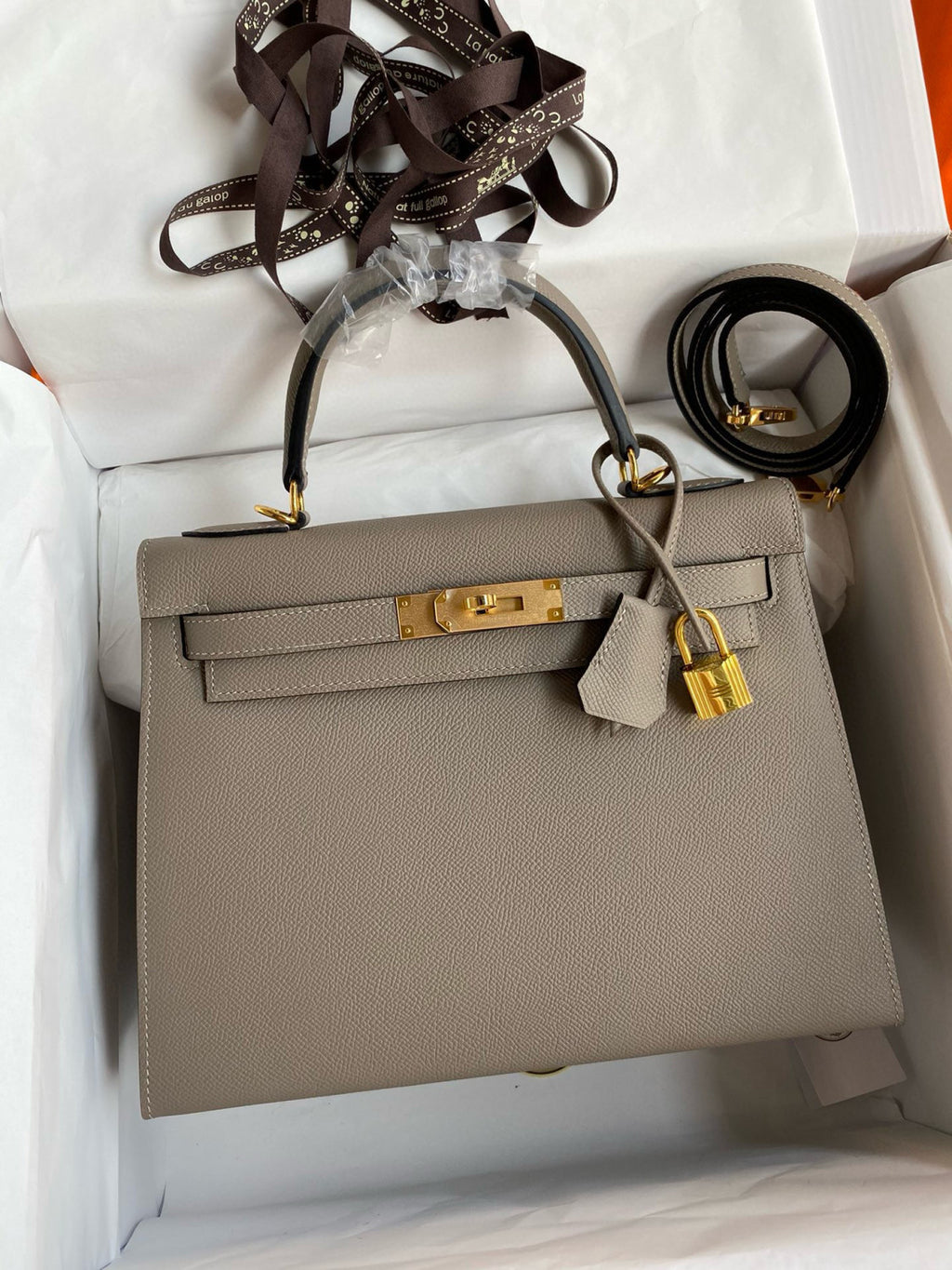 Hermes Kelly 25cm/28cm/32cm Epsom Original Leather Top-Grade Leather Handbag Bag Handcrafted Leather Bag From The Original Factory's Premium Custom Collection #194844