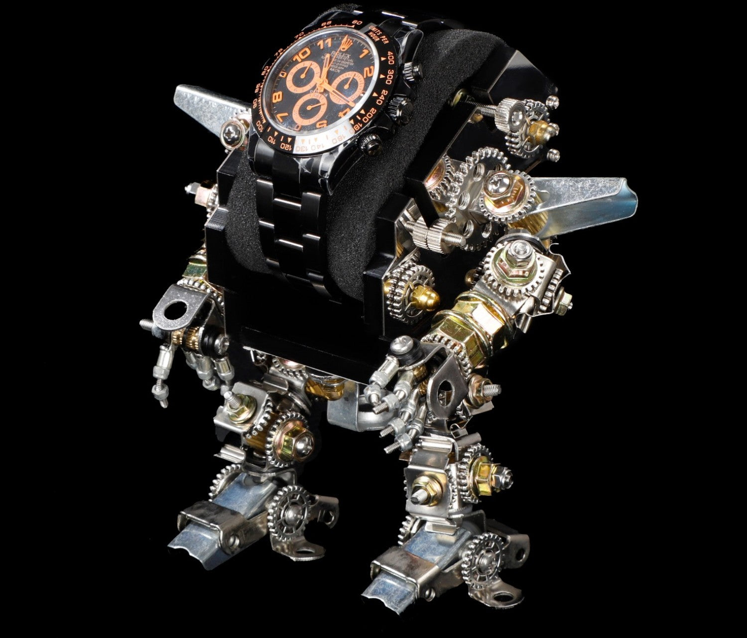 Rolex Men's Automatic Movement Modified Punk Robot Black Strap Mechanical Watch #75378