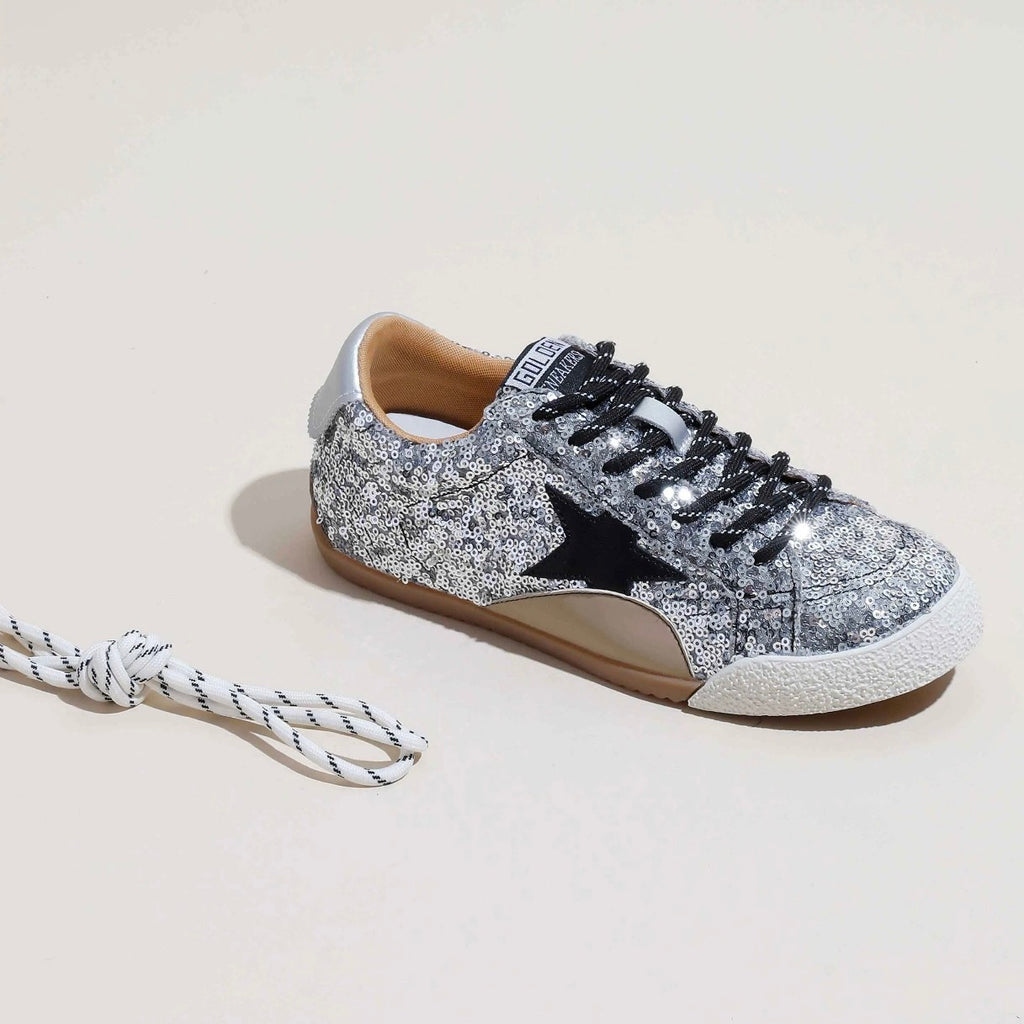 Golden Goose Women's Spring/summer Fashion Casual Round Toe Lace Up Leather Low Top Sequined Shoes Thin Sole Design Everyday Versatile Casual Shoes #78511