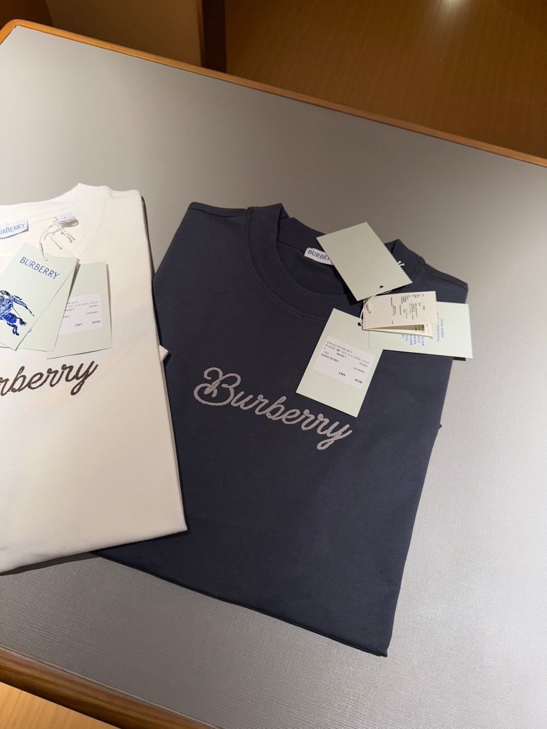 Burberry Men's Summer Solid Color Letter Print Round Neck Cotton Short Sleeve T-Shirt #75517
