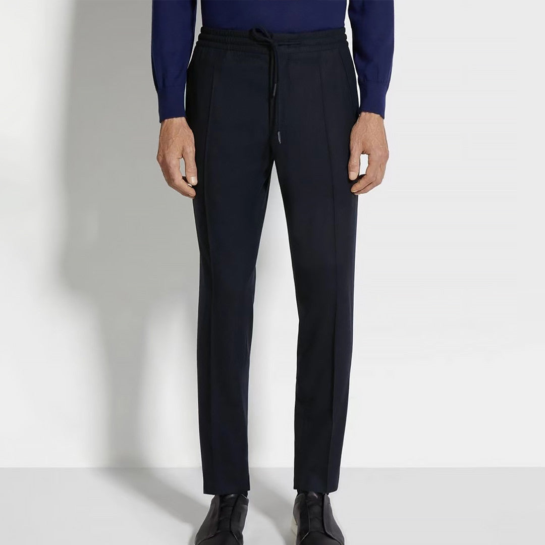 Ermenegildo Zegna Men's Fall/Winter Wool Blend Solid Color Mid-Rise Casual Straight-Leg Drawstring Sweatpants Ngvp #2517