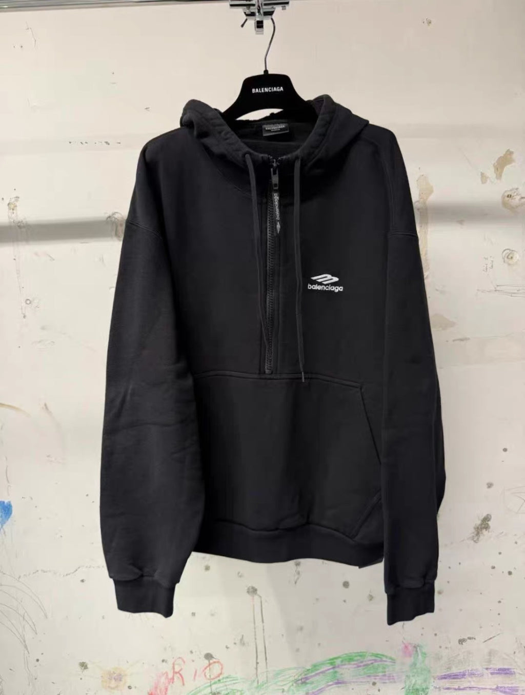 Balenciaga Top-quality Version Men's 3b Sports Icon Half-zip Hoodie in Washed #336946