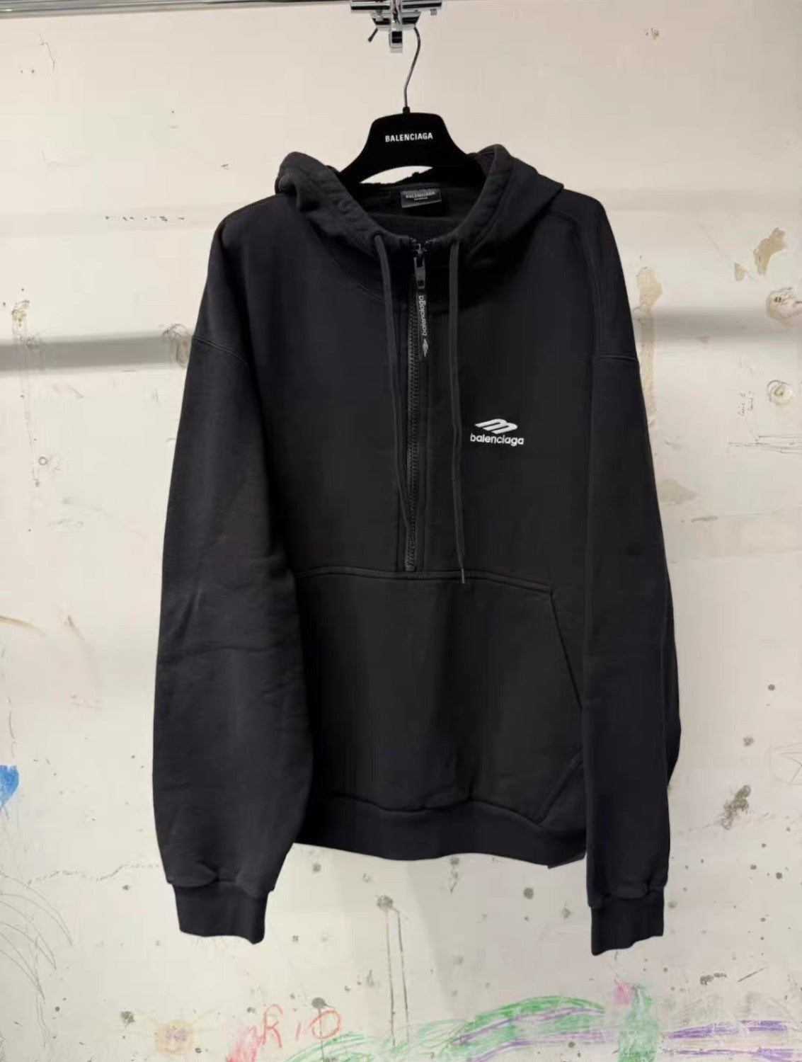 Balenciaga Top-quality Version Men's 3b Sports Icon Half-zip Hoodie in Washed #336946