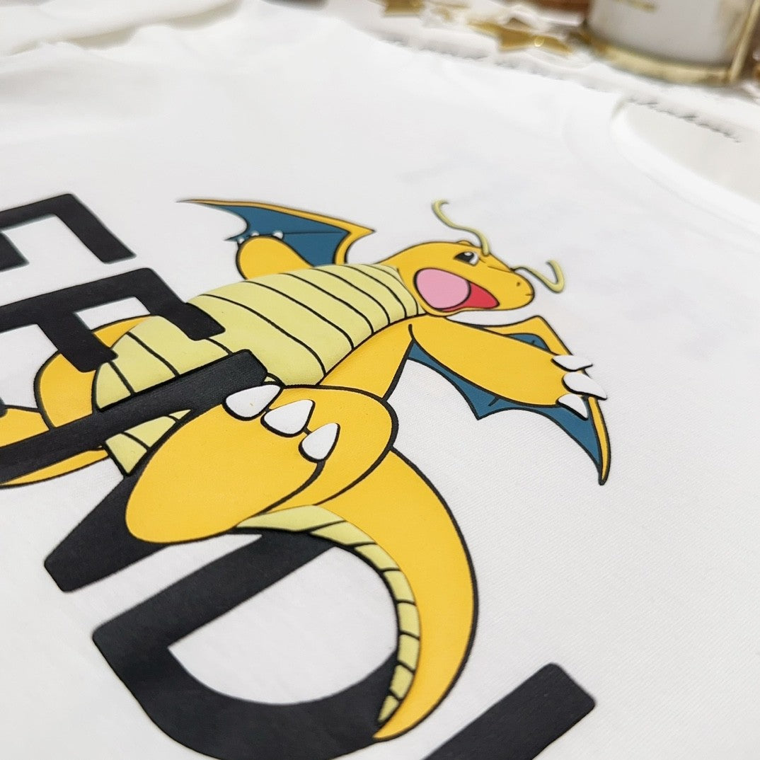 Fendi Kid's 2024 Chinese New Year Limited Series Summer Short Sleeve Logo Printed Fitted T-Shirt #31247