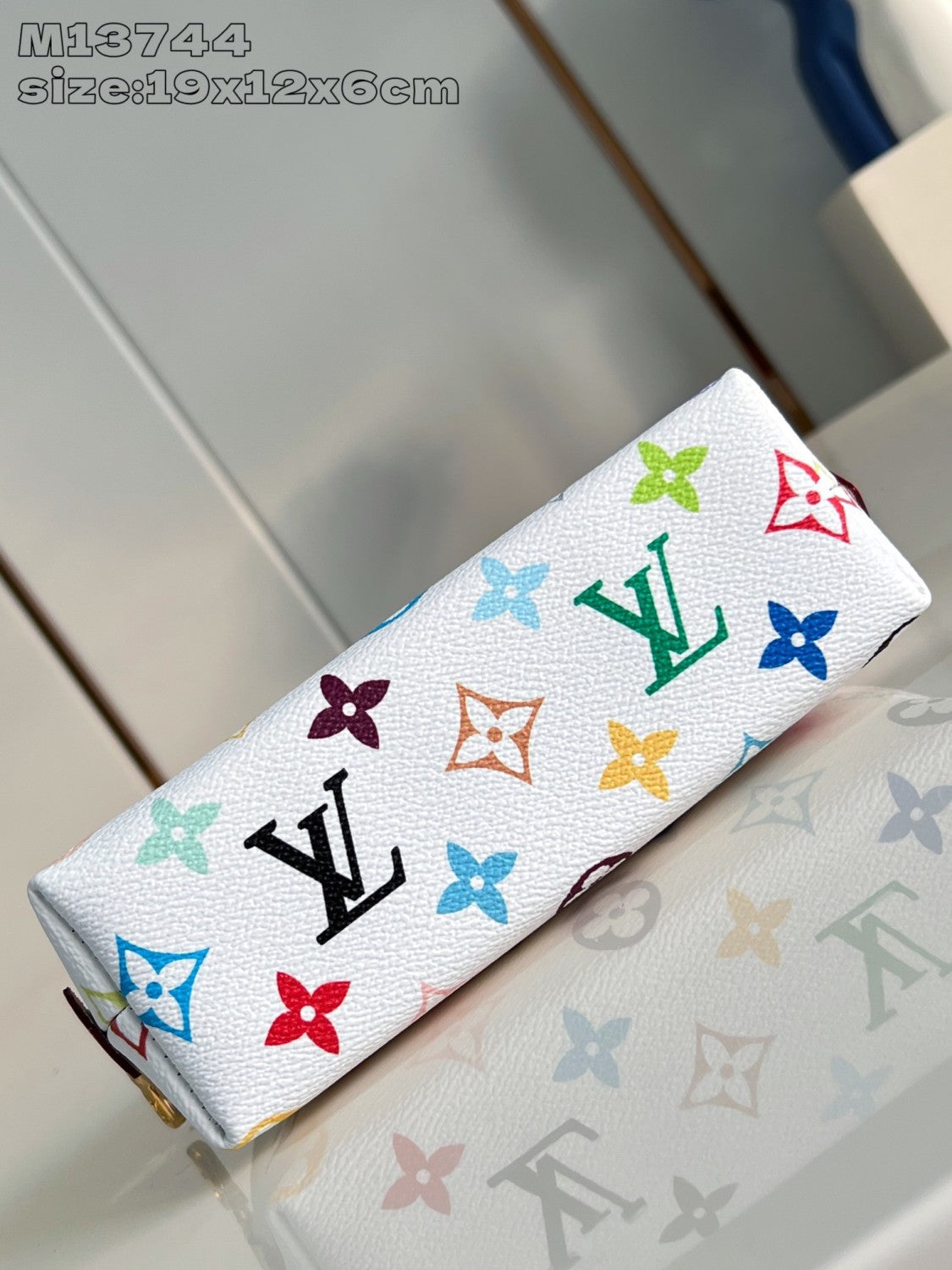 Louis Vuitton LV x TM Women's Colorful Logo Printed Zipper Closure Coated Canvas Leather Trimmed Toiletries Cosmetic Bag Bags #75163