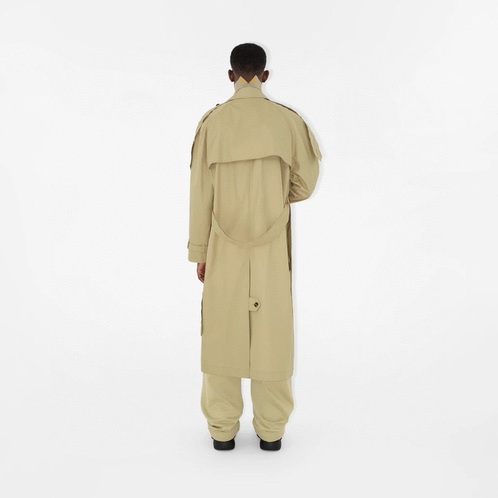 Burberry Men's Spring And Fall Solid Color Double Breasted Tie Waist Long Windbreaker Coat Jacket #98782