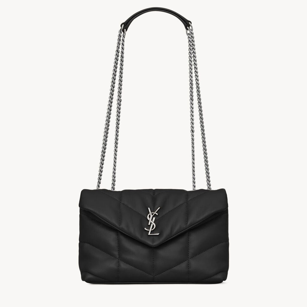 SAINT LAURENT  PUFFER TOY Handbag Black Silver Buckle Plaid Bag Stylish Elegant Sophisticated Flap Bags 7593371EL001000 #184316