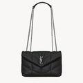 SAINT LAURENT  PUFFER TOY Handbag Black Silver Buckle Plaid Bag Stylish Elegant Sophisticated Flap Bags 7593371EL001000 #184316