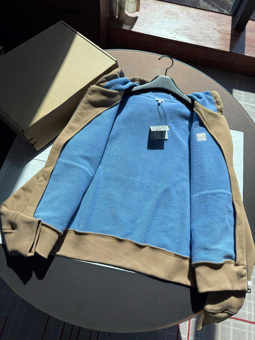 Loewe Zip-up Hoodie in Cotton Beige #333808