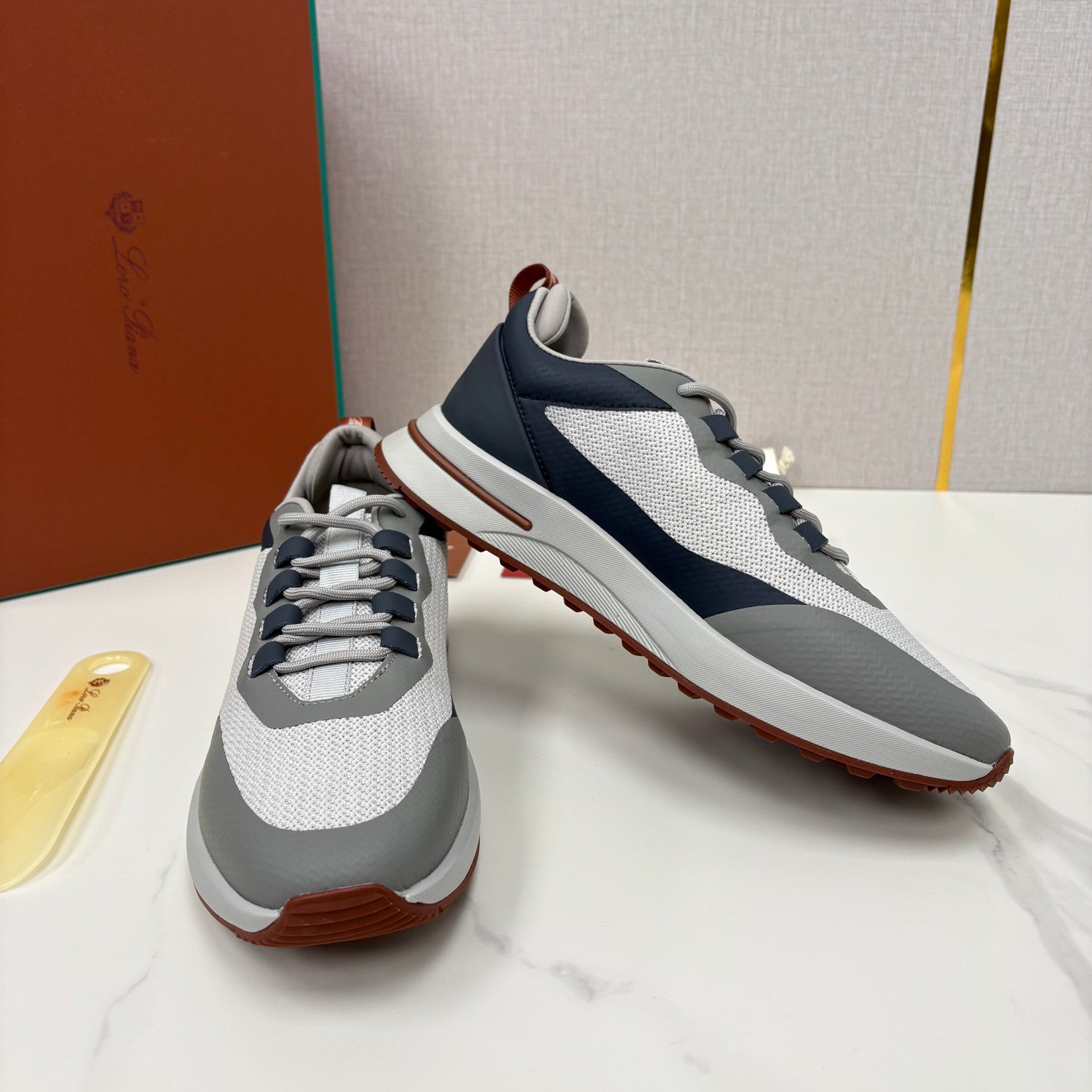 Loro Piana Week End Walk Mesh Cowhide Suede Casual Sneakers #381648