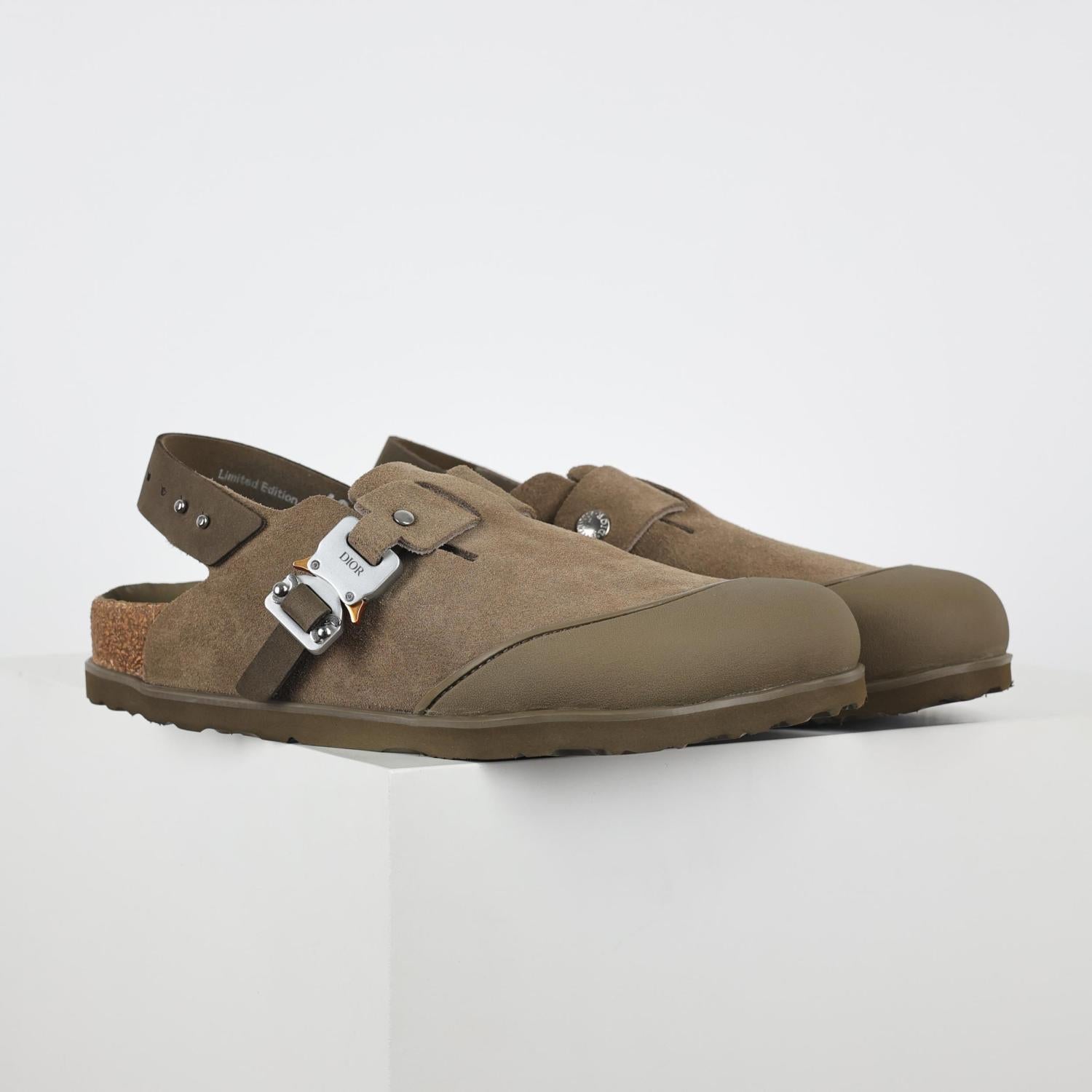 Dior X Birkenstock Tokio Men's And Women's Solid Color Wool Fiber Upper Suede Birkenstock Sandals Shoes #77458