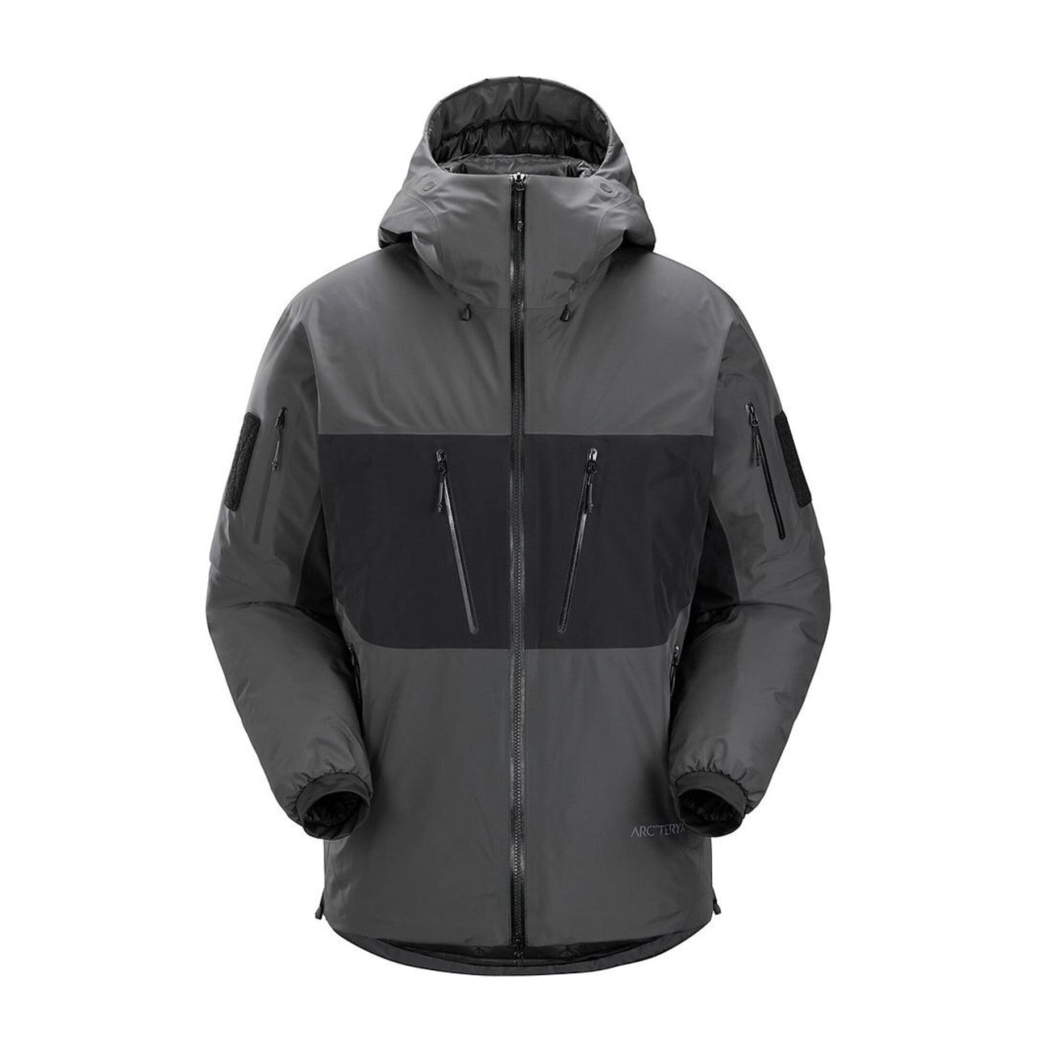 Arcteryx Men's And Women's Fall And Winter Splicing Logo Hard Shell Hooded Zipper Down Long Sleeved Jacket #73883