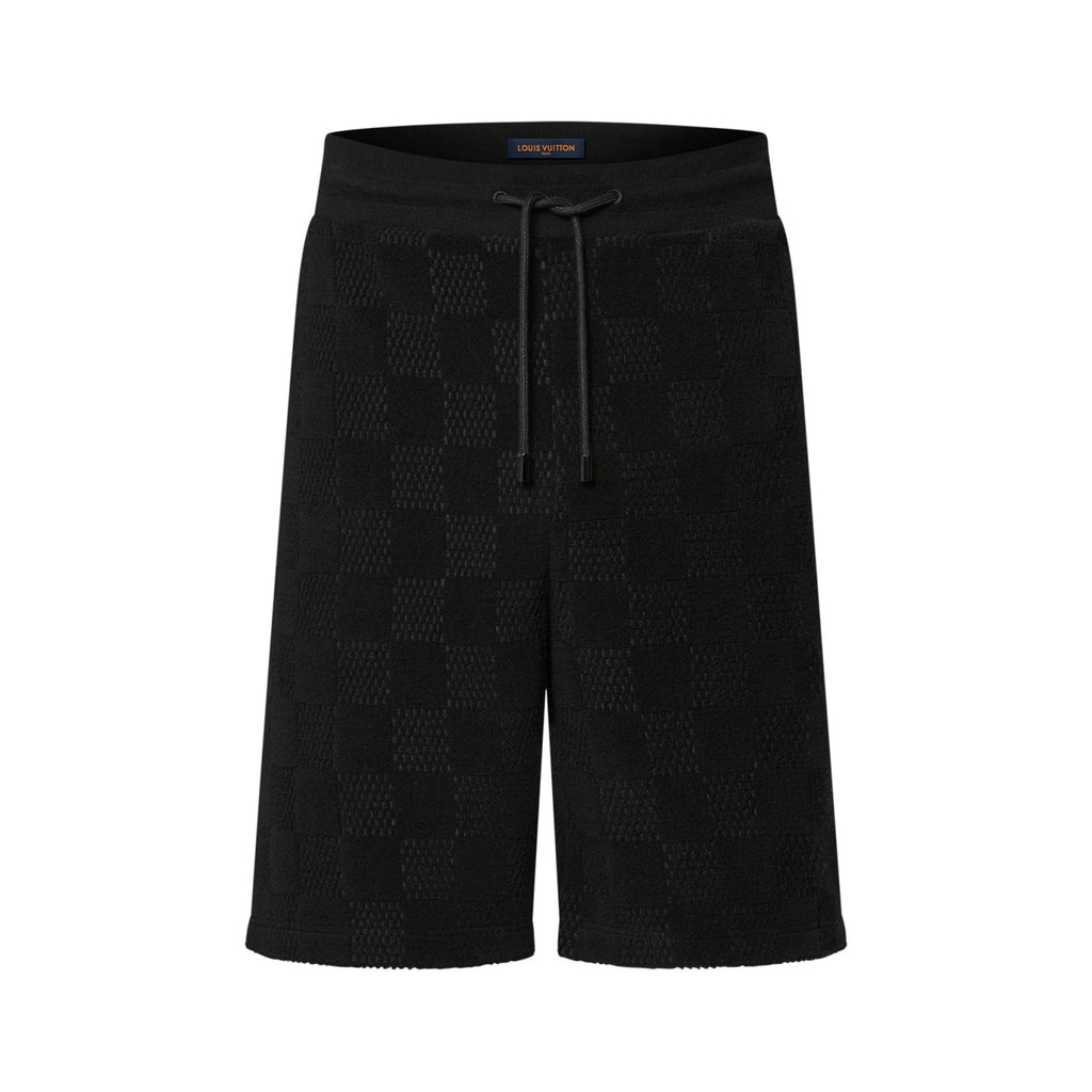 Louis Vuitton Men's Summer Black Embroidered Logo Printed Cotton Short Sleeve T-Shirt Casual Shorts Set Suit #72563
