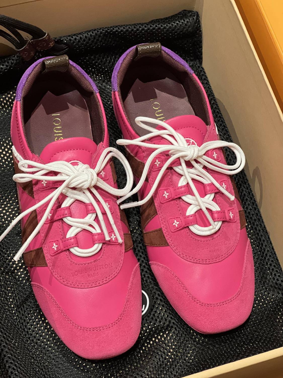 Louis Vuitton SNEAKERINA Women's Four Seasons Colorblocking Round Toe Lace Up Sheepskin Low Top Ballet Derby Shoes #76465