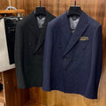 Louis Vuitton Men's Spring And Fall Solid Color Letters Dark Print Double Breasted Long Sleeved Suit Jacket Pants Suit Set #72912