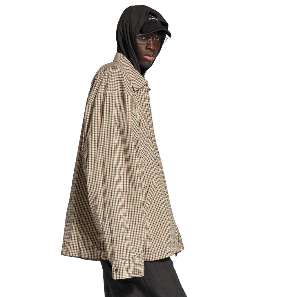 Balenciaga Men's And Women's  Fall/winter Fashion Casual Collared Zipper Plaid Shirt Style Oversized Jacket #79556