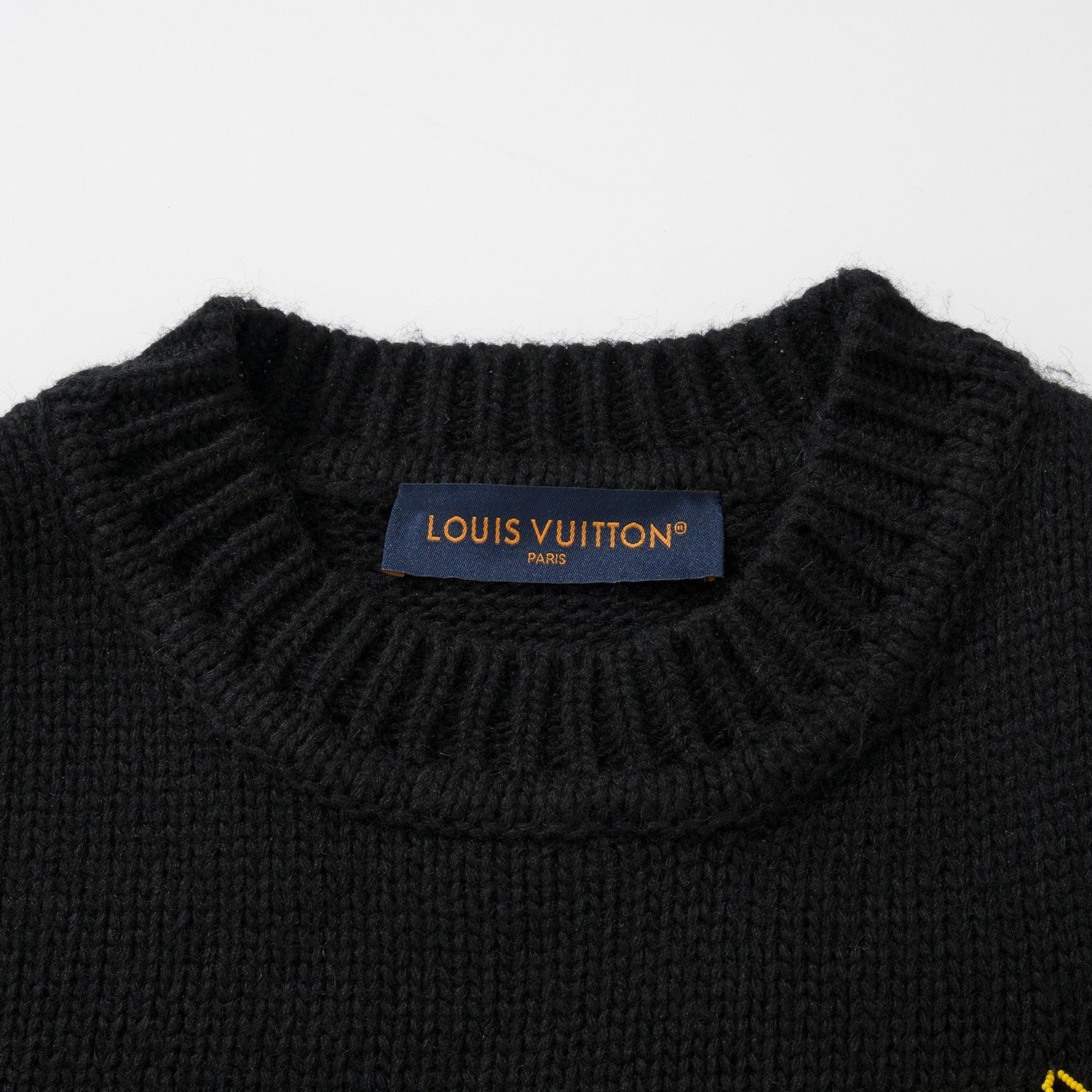 Louis Vuitton Men's Autumn and Winter Black Embroidered Letter Logo Tool Pattern Round Neck Long Sleeve Sweater Pullover #73158