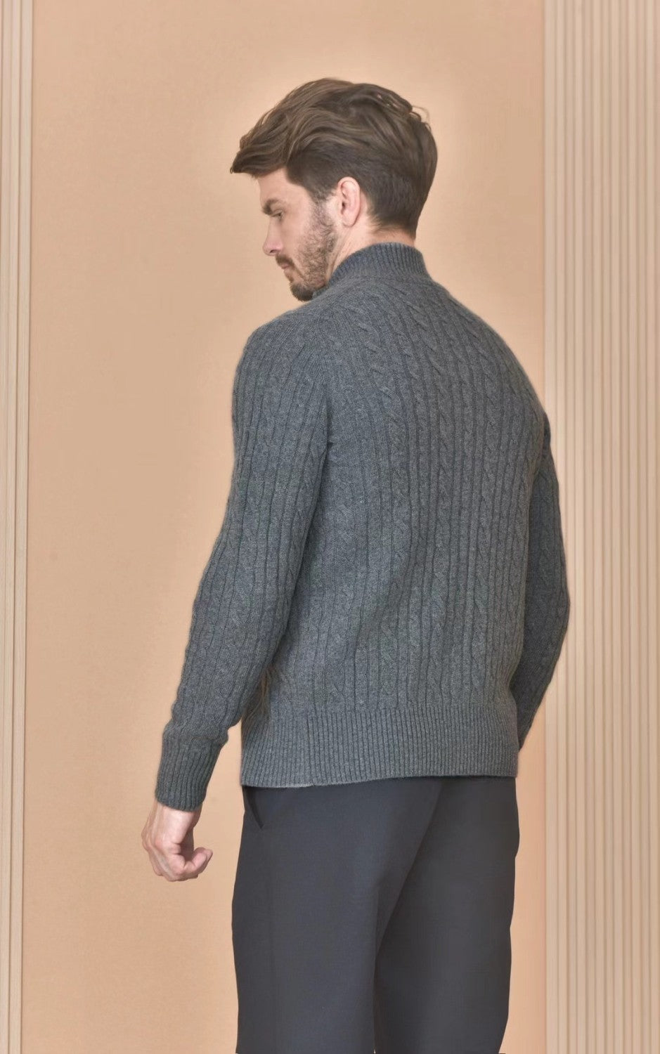 Loro Piana Men's Autumn And Winter Solid Color Zipper Half High Neck Knit Sweater Long Sleeve Jacket Ngvp #9392