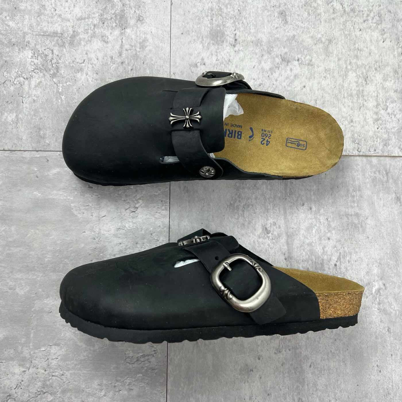 Chrome Hearts x Birkenstock Men's And Women's Spring Summer Round Toe Buckle Slippers Vacation Fashion Trend Cross Logo Sandals Shoes #77682