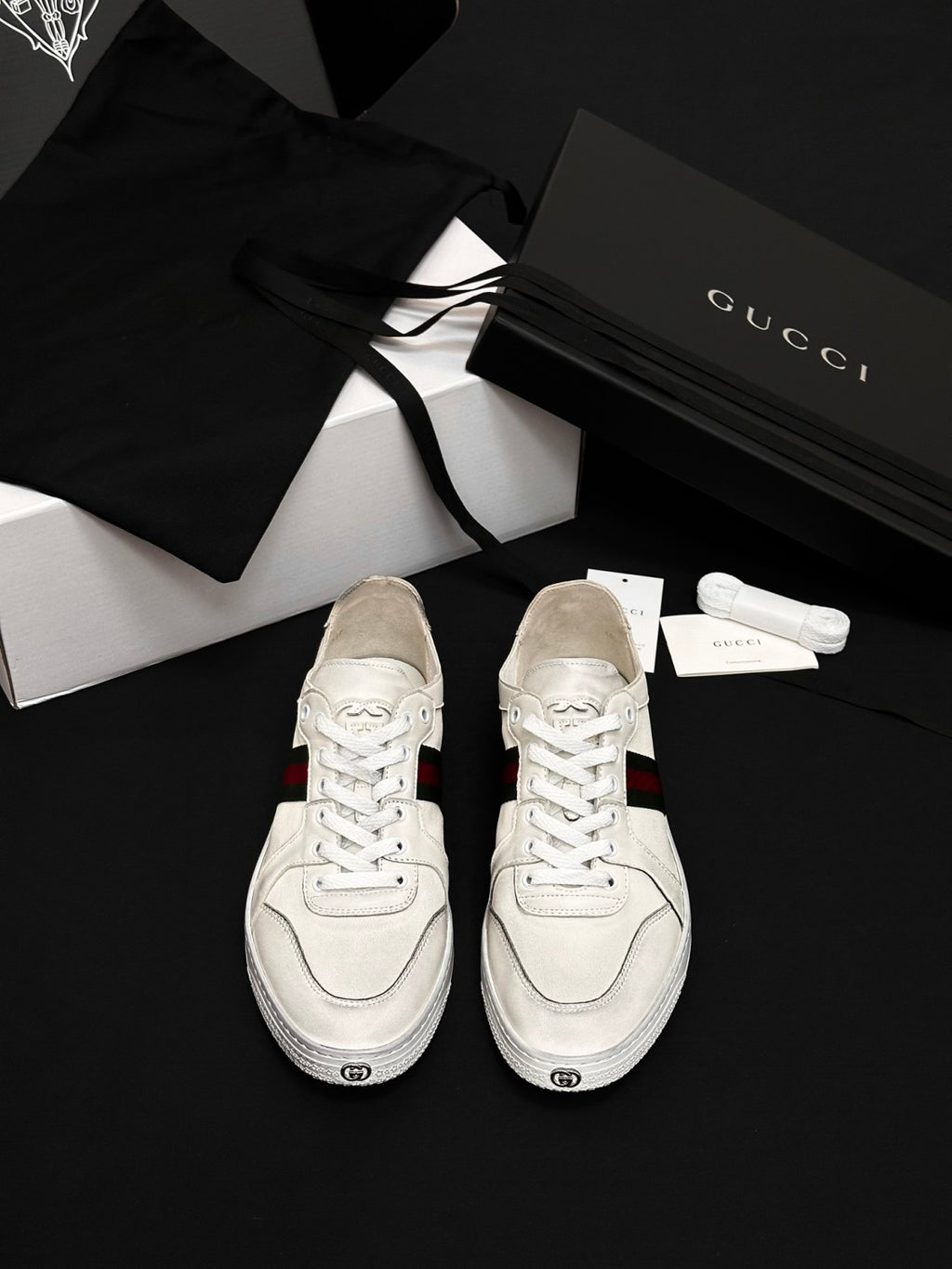 GUCCI Men's Stretch Low-top Sneaker in White Leather #378601