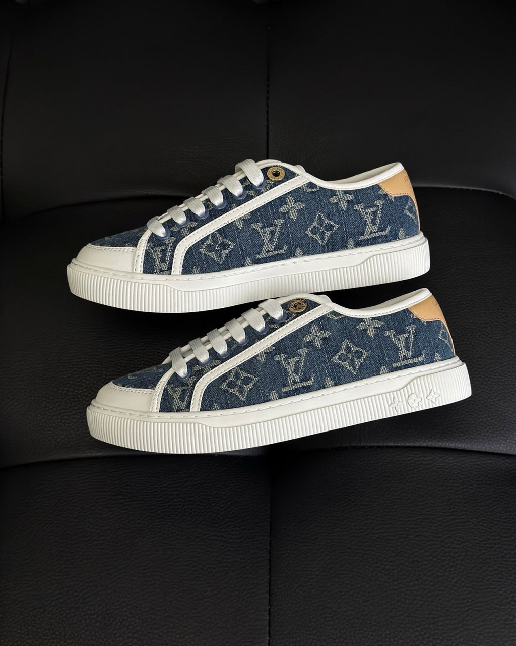 Louis Vuitton LV Lagoon Men's And Women's Solid Color Letter Print Lace-up Low-top Denim Sneakers Shoes #76513