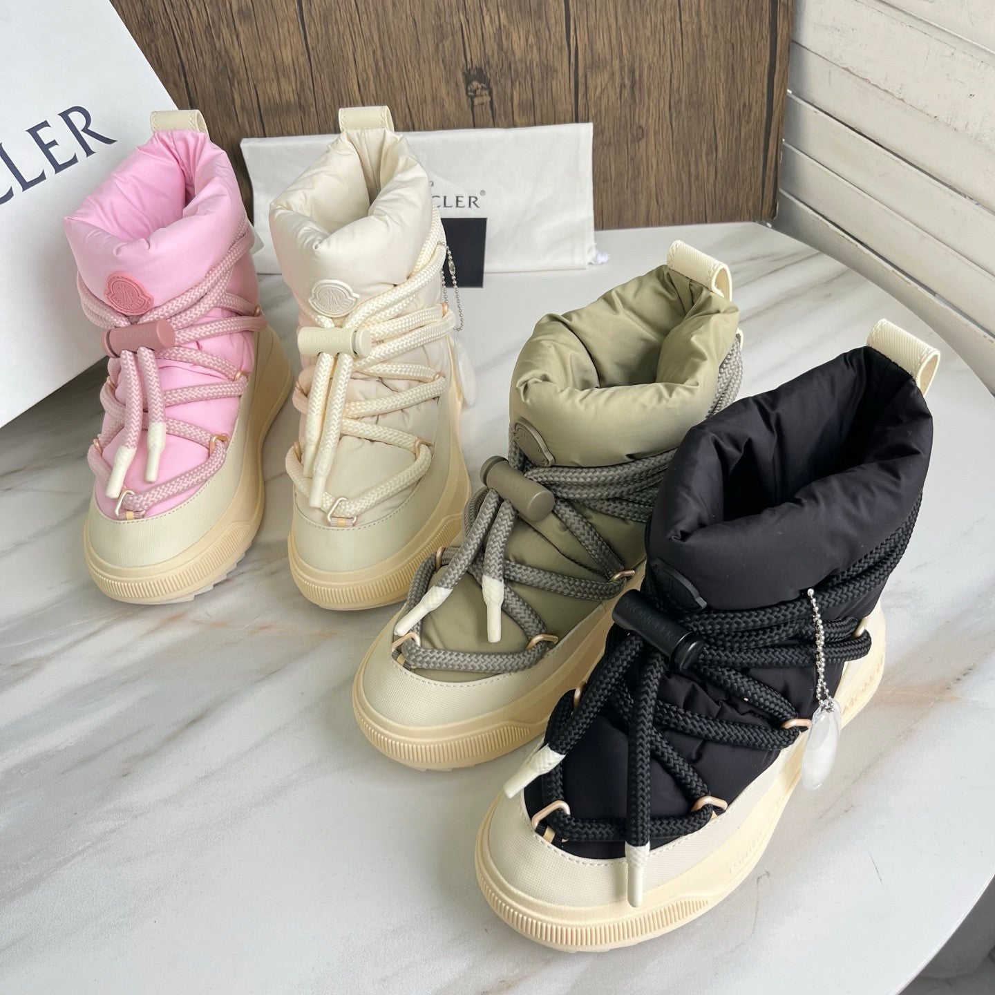 Moncler Altive Mid Women's Winter Fashion Casual Round Toe Slip On Drawstring High Top Down Filled Casual Boots Ski Boots Shoes #334177