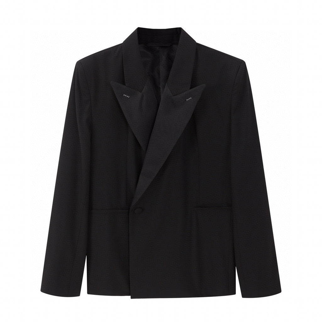 Givenchy Men's Women's Fall/Winter Logo Printed Wool Blend Lapel Loose Black Long Sleeve Blazer Jacket Ngvp #6944