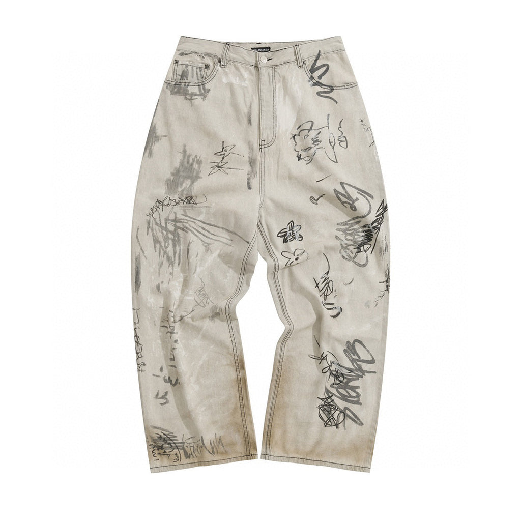 Balenciaga Graffiti Loose Fit Denim Pants Ngvp #6578