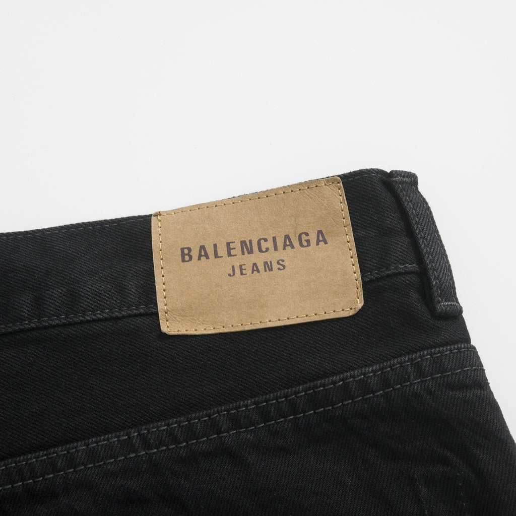 Balenciaga Men's Women's Four Seasons Button Solid Color Cotton Loose Denim Straight Leg Pants Ngvp #9514