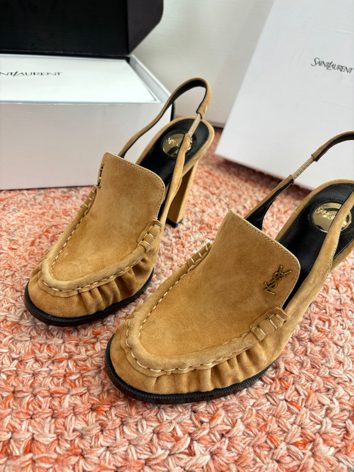 Saint Lauren High Heel Loafers Slippers #377322