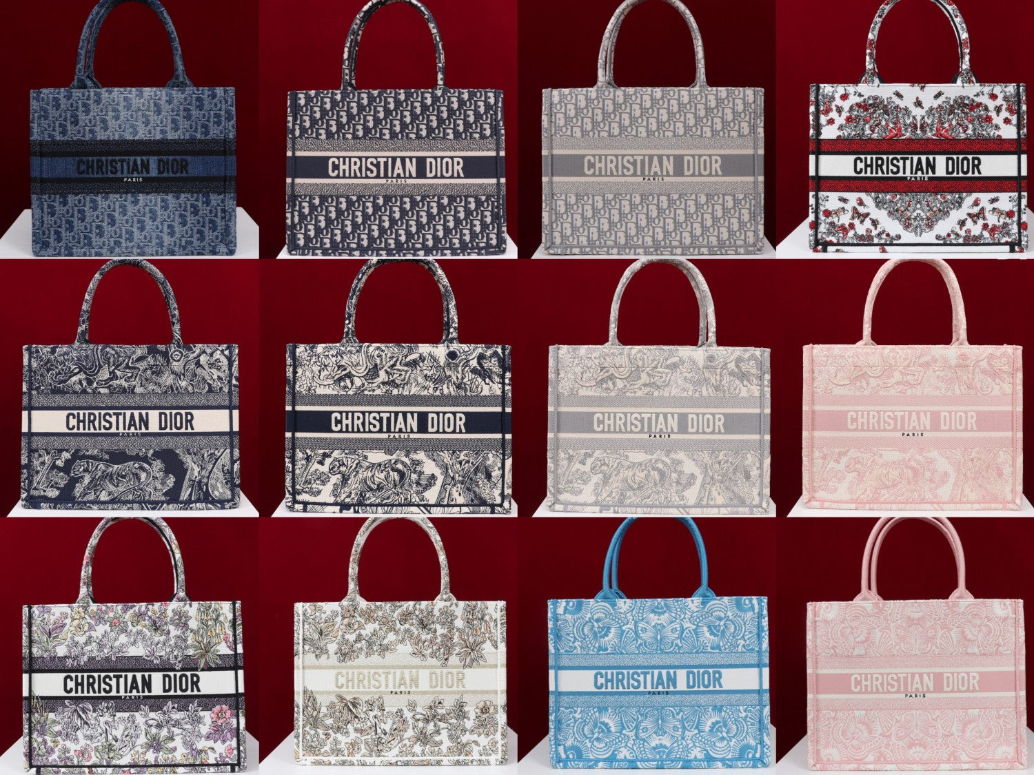 Dior Book Tote Women's Pattern Printed Embroidered Letter Printed Tweed Canvas Tote Bag Bags (please Contact Customer Service For Colour Selection Before Purchase) #76615