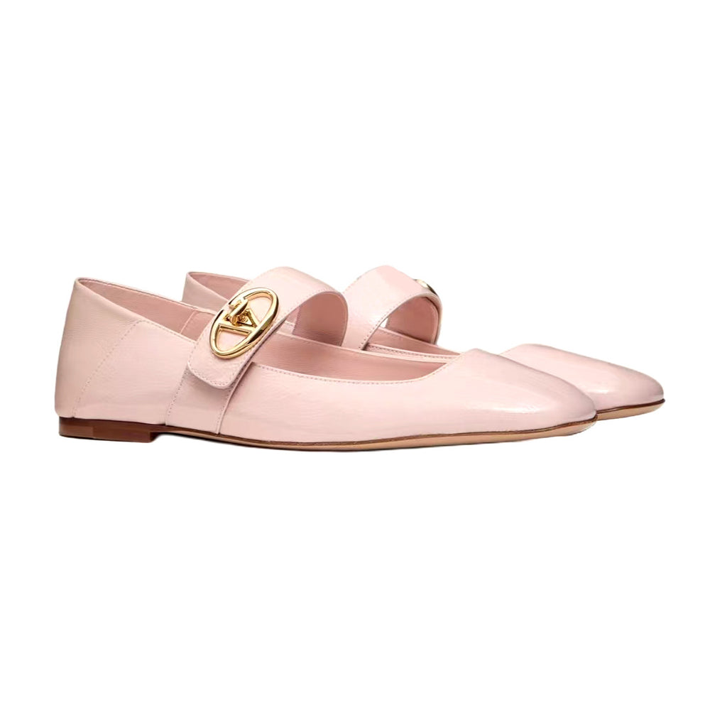 Valentino Women's Spring/Fall Fashion Classic Minimalist Elegant Solid Color Leather Flat Low Top Mary Jane Ballet Flats Shoes #79529