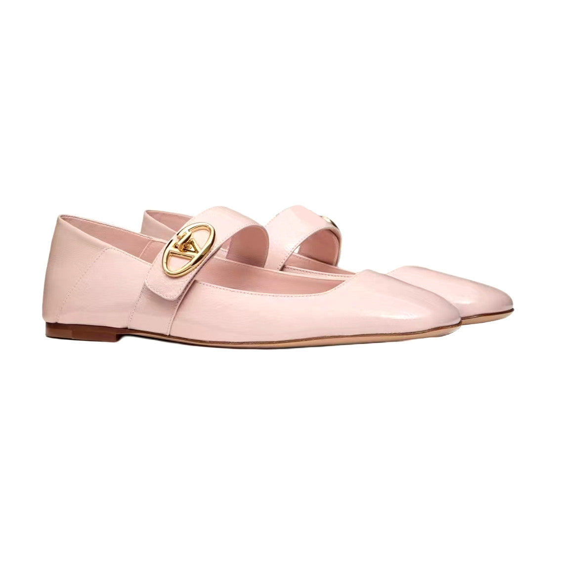 Valentino Women's Spring/Fall Fashion Classic Minimalist Elegant Solid Color Leather Flat Low Top Mary Jane Ballet Flats Shoes #79529