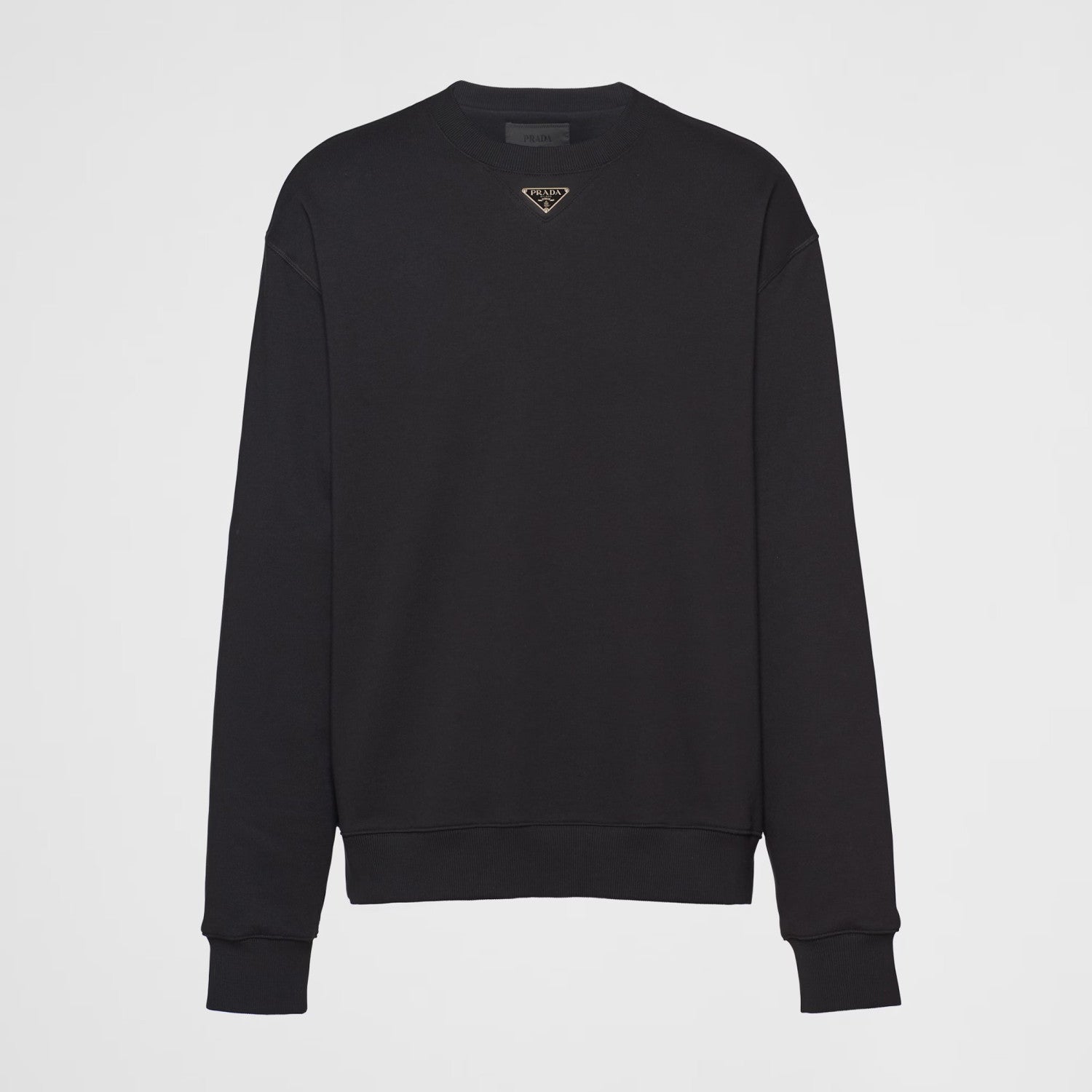 Prada Men's And Women's Spring And Fall Logo Applique Solid Color Round Neck Pullover Long Sleeve Sweater #73643