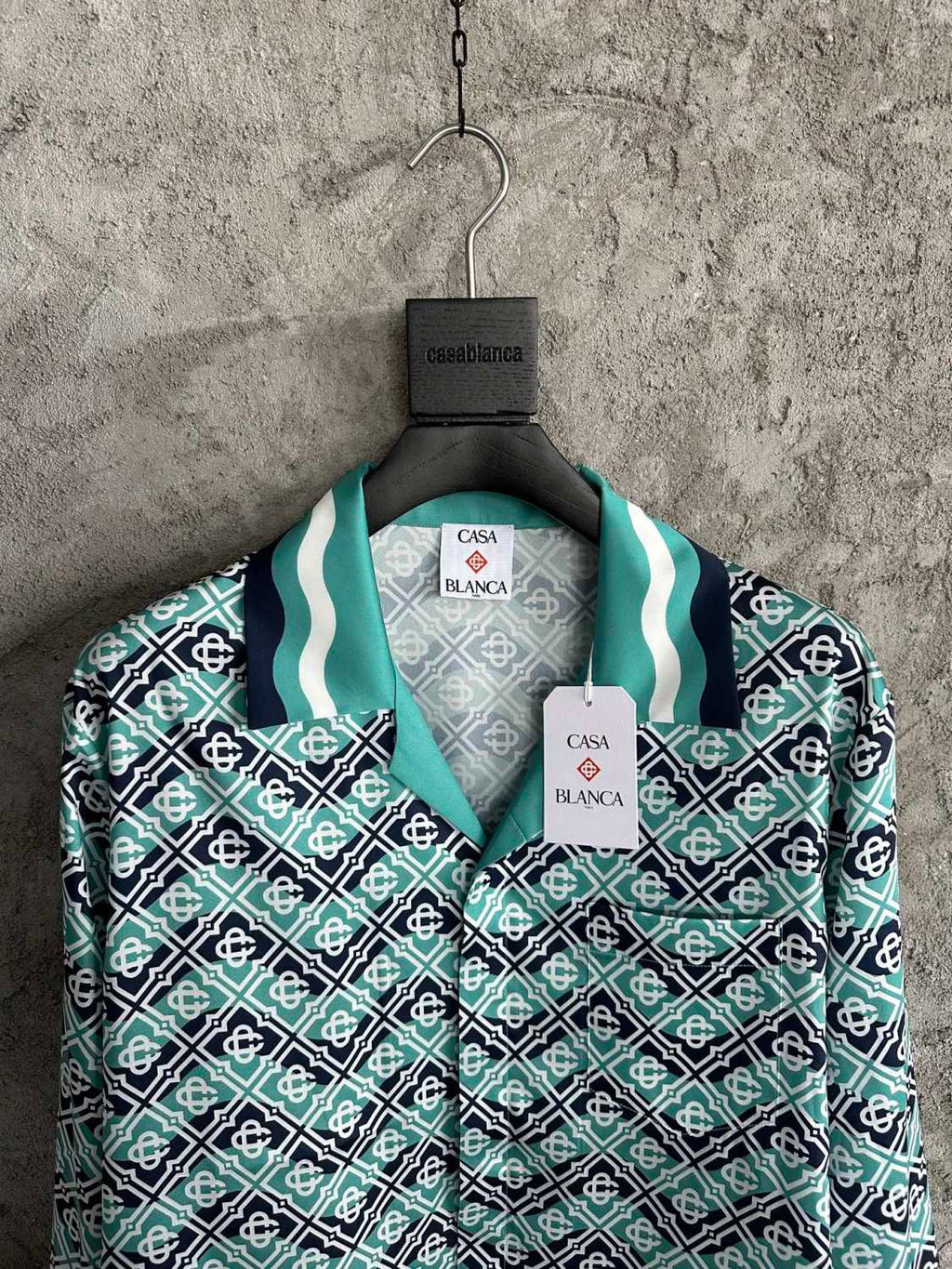 Casablanca Men's and Women's Fashion Casual Full Print Logo Silk Long Sleeve Shirt Elastic Drawstring Waist Full Print Logo Silk Long Pants Suit Set #78594
