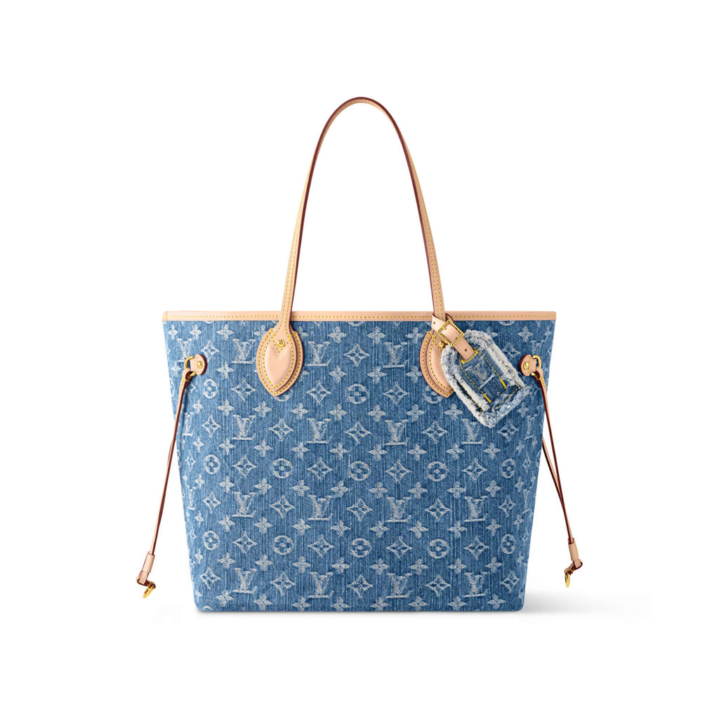 Louis Vuitton Neverfull Women's Letter Print Blue Denim Tote Shoulder Bag Bags #77377