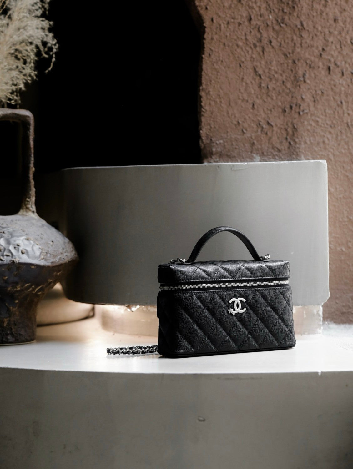 Chanel Meteor Series Star Lunchbox Bag Cosmetic Bag Box Luxury Black Leather Premium Banquet Bags Ap4854 #81422