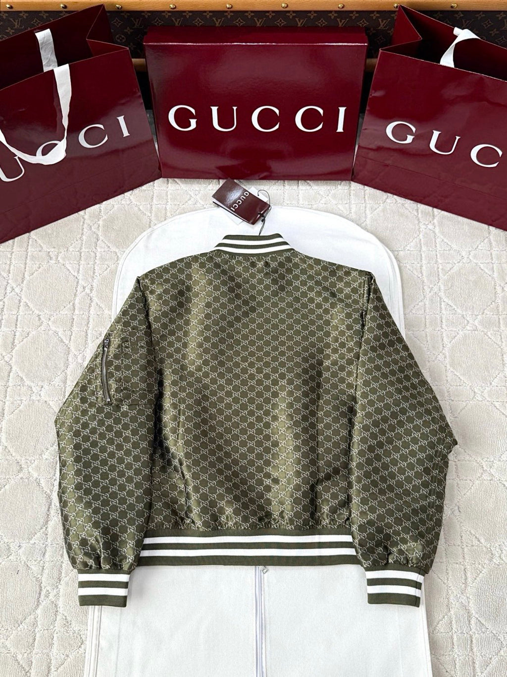 Gucci Men's Spring Autumn Solid Colour Letter Printed Zipper Long Sleeve Jacket #76777