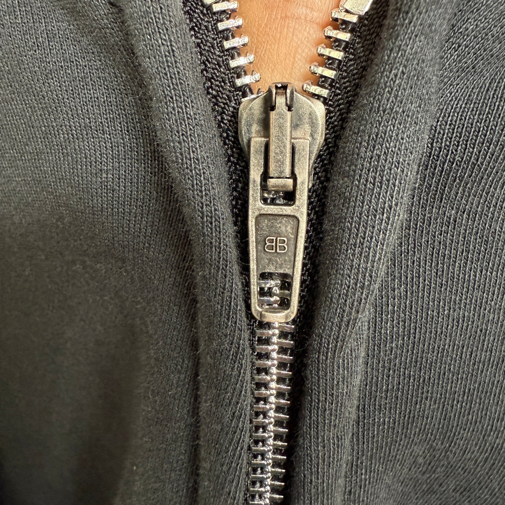 Balenciaga Men's Layered Zip-up Hoodie in Faded Black #336823