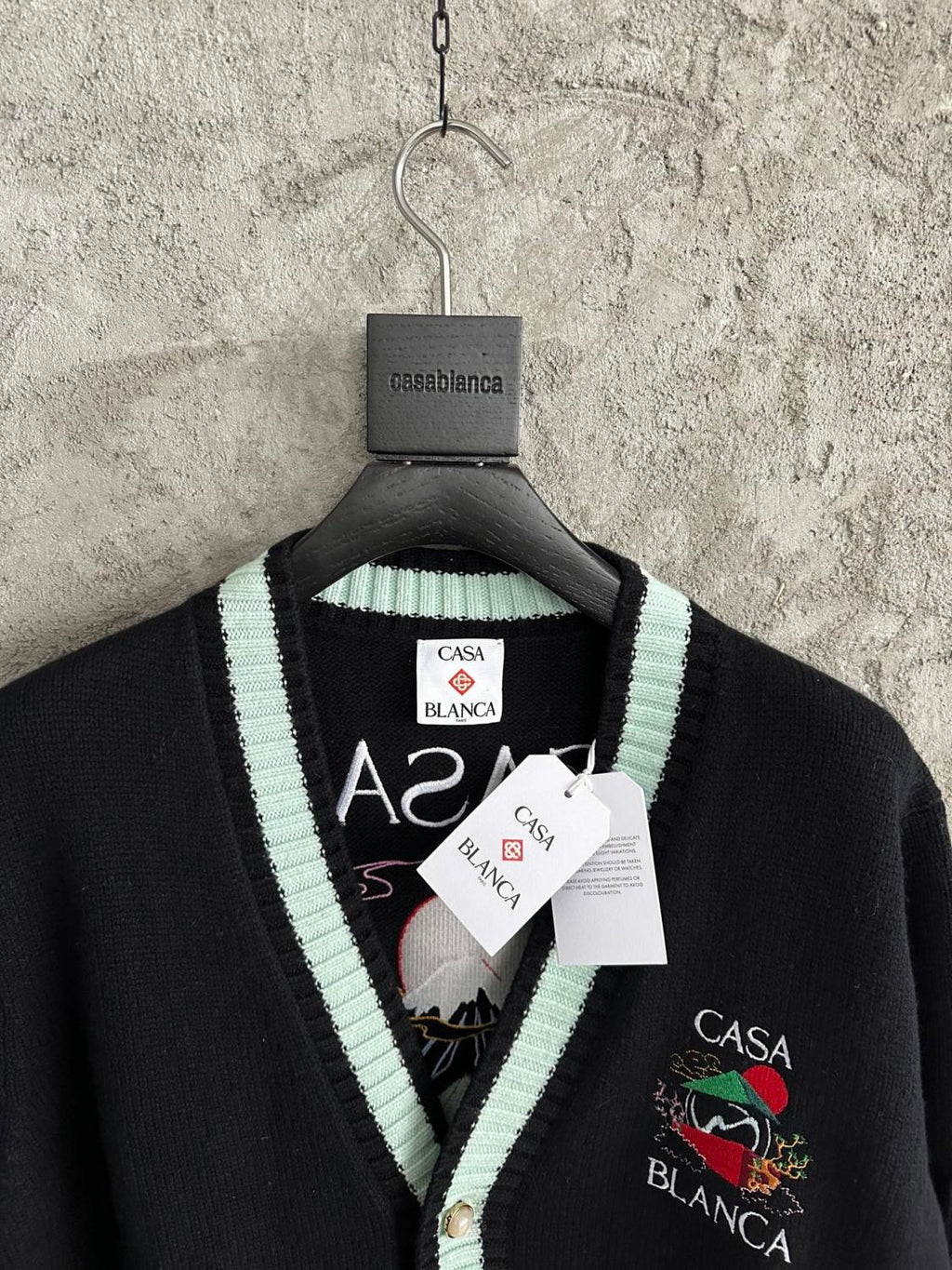 Casablanca Casa Mountain Temple Cardigan Men's And Women's Spring/autumn Fashion Casual Embroidered Badge V Neck Single Breasted Knitted Cardigan #78324