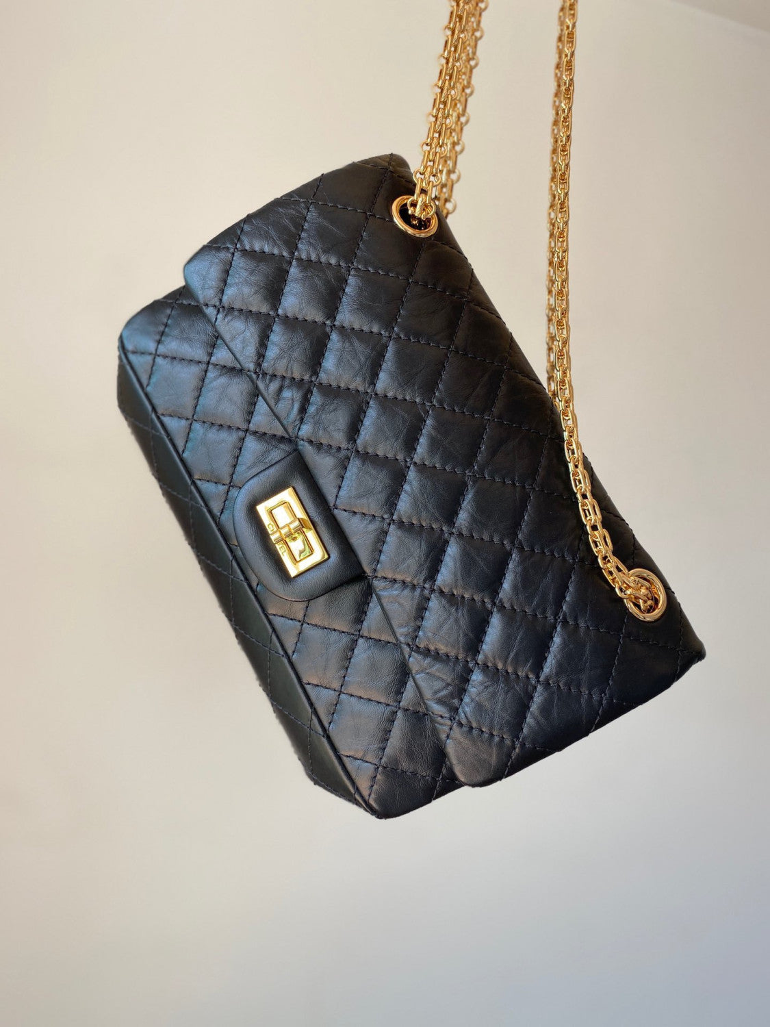 Chanel 2.55 Handbag Aged Calfskin Gold-Tone Metal #333121