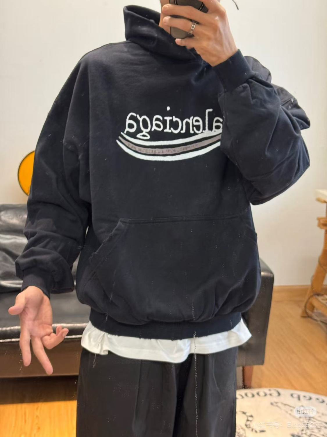 Balenciaga Men's Fall/winter Political Campaign Black Printed Sweatshirt Hooded Long Sleeve Pullover Sweatshirt ï»?81634