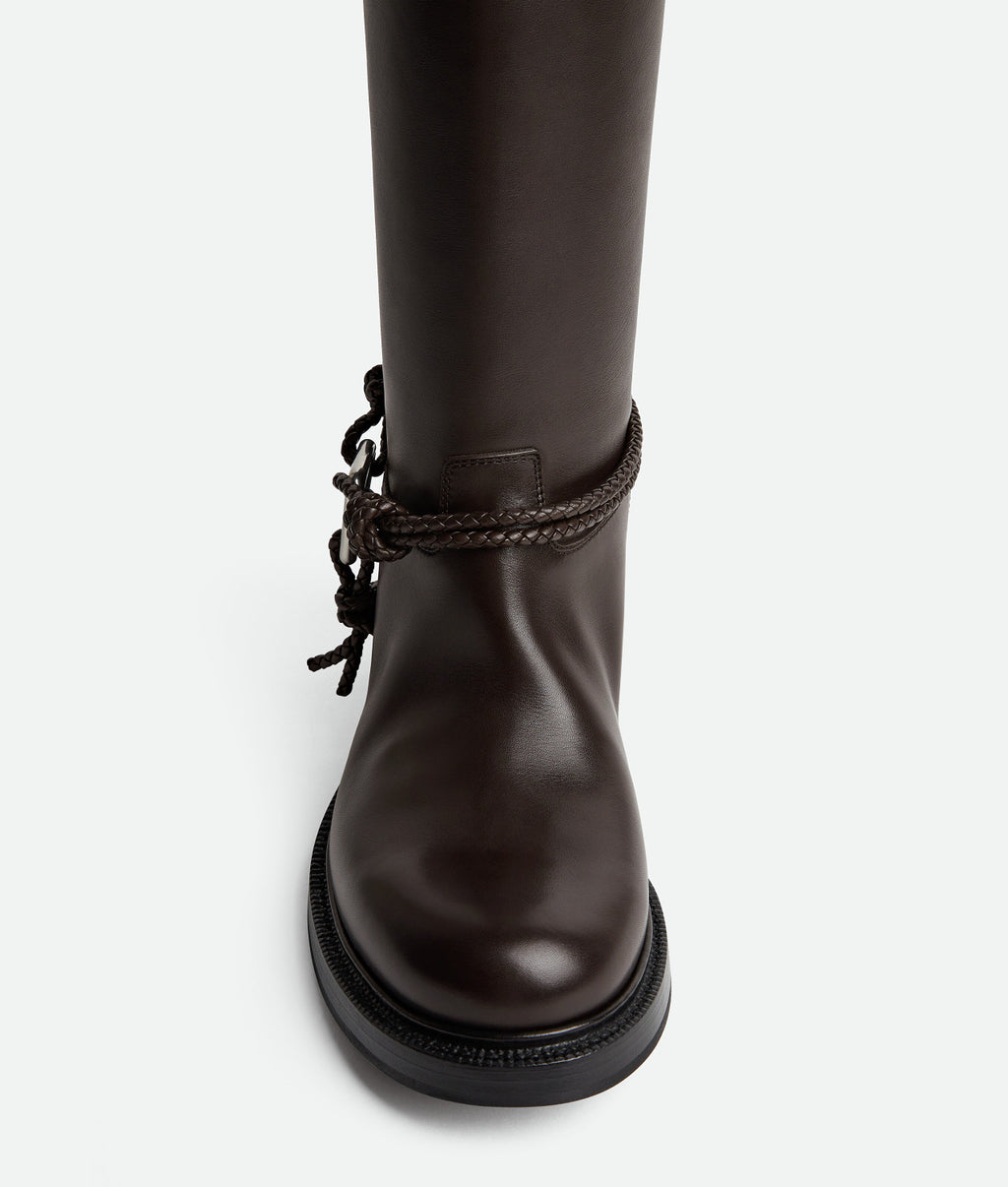 Bottega Veneta Women's James Knee-High Boots Solid-Color Leather Round-Toe Knee-High Boots Chunky Heel Casual Shoes Ngvp #2574