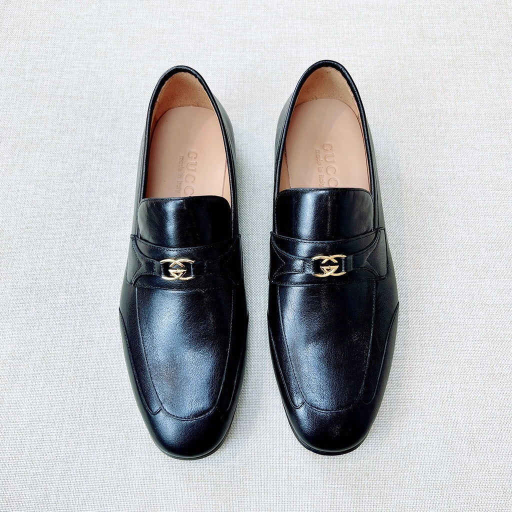 Gucci Men's & Women's Spring/Fall Fashion Casual Solid-Color Round-Toe Slip-On Leather Loafers Shoes #78667
