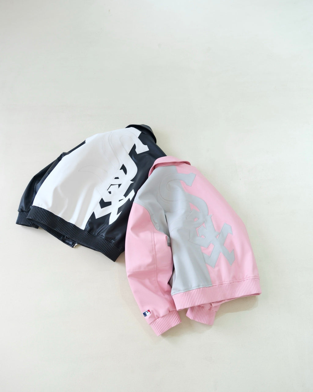 Supreme x Chicago White Sox FW25 WEEK5  Men's and Women's Leather Logo Patch Zipper Closure Varsity Jacket #332978